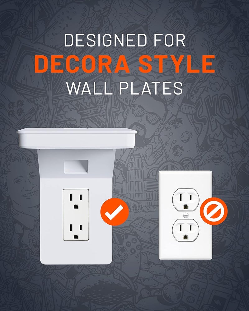 ECHOGEAR Outlet Shelf for Decora/GFCI Outlets - Next-Gen Design with Built-In Cord Storage & Room for Bulky Plugs - Quick Install with Included Hardware - Image 4